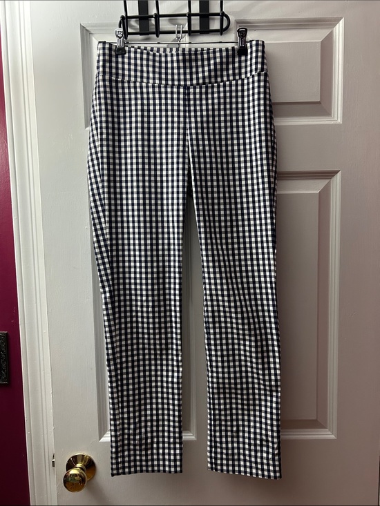 J. McLaughlin Pants - J. McLaughlin Navy and White Gingham Straight Leg Pants Size 2